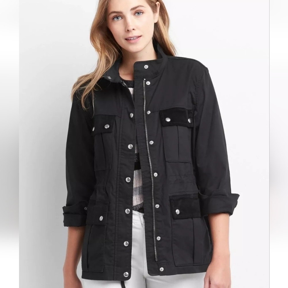 Gap Black Jacket Floral Embroidery #1488